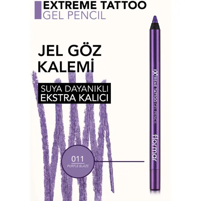 Flormar Extreme Tattoo Gel Pencil - Jel Dokulu Göz Kalemi No: 11 Purple Blaze - 5