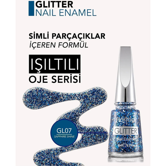 Flormar Glitter - Simli oje No: GL07 Sapphire Shine - 3