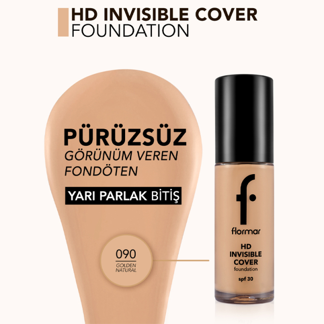 Flormar Invisible Cover Foundation - Fondöten No: 90 Golden Natural - 3
