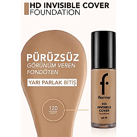 Flormar Invisible Cover Foundation - Fondöten No: 120 Honey 30ml - 3