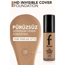 Flormar Invisible Cover Foundation - Fondöten No:120 Honey 30ml - 3