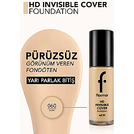 Flormar Invisible Cover Foundation - Fondöten No: 60 Ivory 30ml - 3