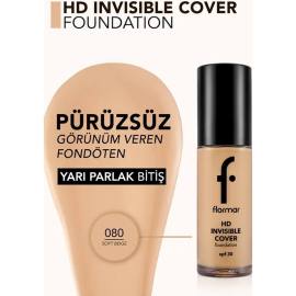 Flormar Invisible Cover Foundation - Fondöten No:80 Beige 30ml - 3