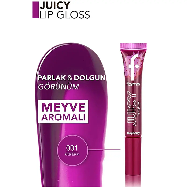 Flormar Juicy Lip Gloss - Renkli Dudak Parlatıcı No: 01 Raspberry - 4