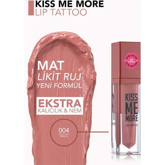 Flormar Kiss Me More Lip Tatto - Mat Likit Ruj No: 004 Peach - 3