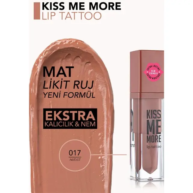 Flormar Kiss Me More Lip Tatto - Mat Likit Ruj No: 017 Nudist - 3