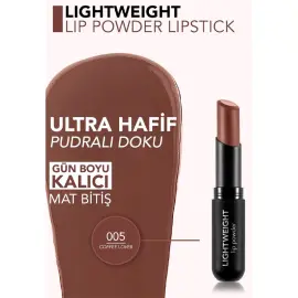 Flormar Lightweight Lip Powder - Mat Bitişli Ruj No: 005 Coffee Lover - 3