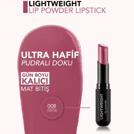 Flormar Lightweight Lip Powder - Mat Bitişli Ruj No: 008 Lucky Me - 3