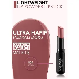 Flormar Lightweight Lip Powder - Mat Bitişli Ruj No: 009 Fall Rose - 3