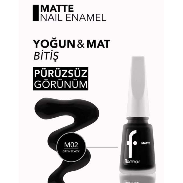 Flormar Matte Oje No: M02 Satin Black - 3