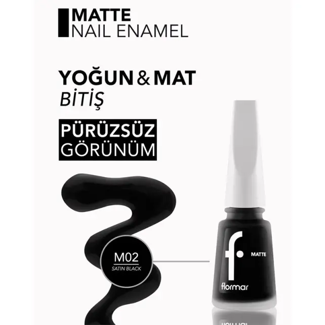 Flormar Matte Oje No: M02 Satin Black - 3