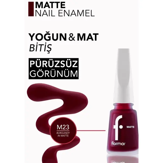 Flormar Matte Oje No: M23 Burgundy In Matte - 3