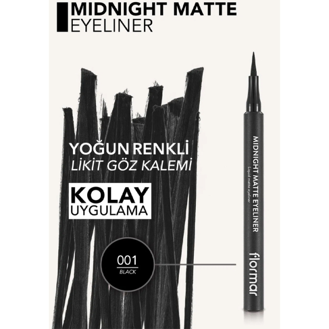 Flormar Midnight Matte Eyeliner No: 01 Black - 4