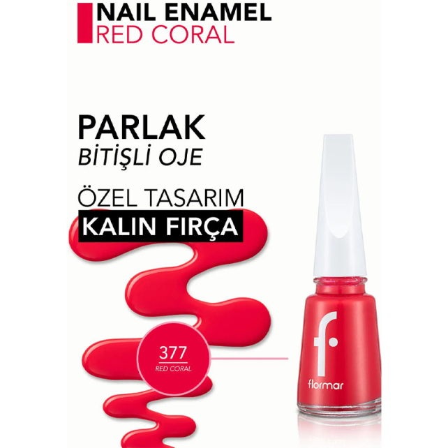 Flormar Nail Enamel Oje No: 377 Red Coral - 4