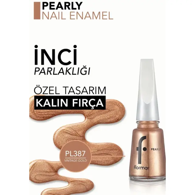 Flormar Pearly - Sedefli Oje No: PL387 Vintage Gold - 4
