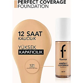Flormar Perfect Covegare Foundation - Kapatıcı Fondöten No: 121 Golden Neutral 30ml - 3