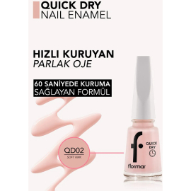 Flormar Quick Dry - Hızlı Kuruyan Oje No: QD02 Soft Pink - 3
