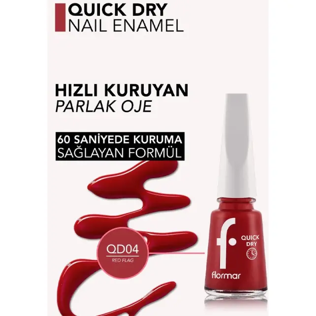 Flormar Quick Dry - Hızlı Kuruyan Oje No: QD04 Red Flag - 3