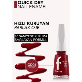 Flormar Quick Dry - Hızlı Kuruyan Oje No: QD06 Fiery Red - 3