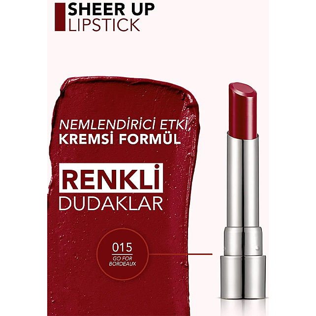 Flormar Sheer Up - Yarı Transparan Ruj No: 015 Go For Bordeaux - 4