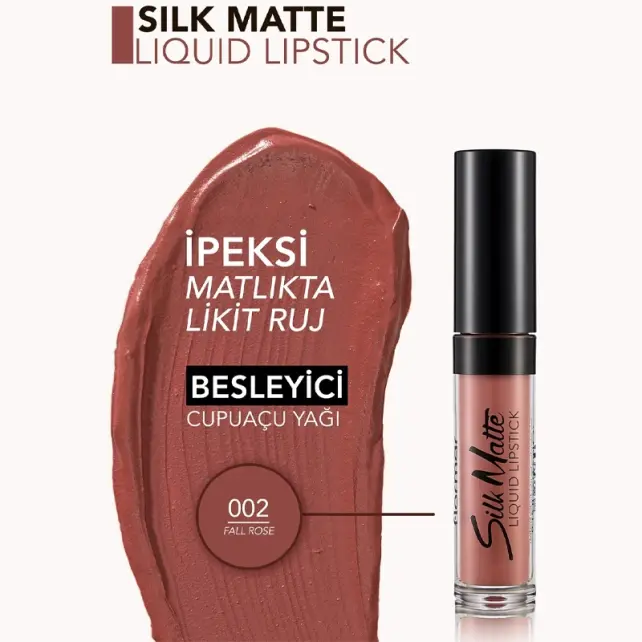 Flormar Silk Matte Liquid Lipstick - Mat Ruj No:002 Fall Rose 4.5ml - 3