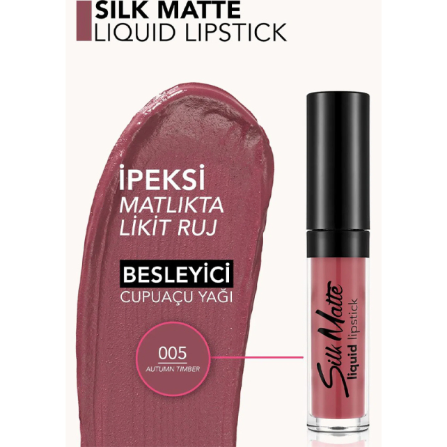 Flormar Silk Matte Liquid Lipstick -Mat Ruj No:005 Autumn Tımber 4.5ml - 3