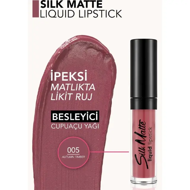Flormar Silk Matte Liquid Lipstick -Mat Ruj No:005 Autumn Tımber 4.5ml - 3