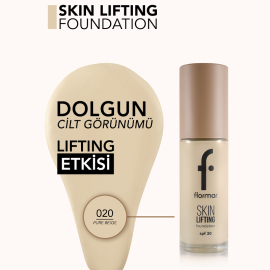 Flormar Skin Lifting Foundation - Sıkılaştırıcı Etkili Fondöten No: 020 Pure Beige - 3