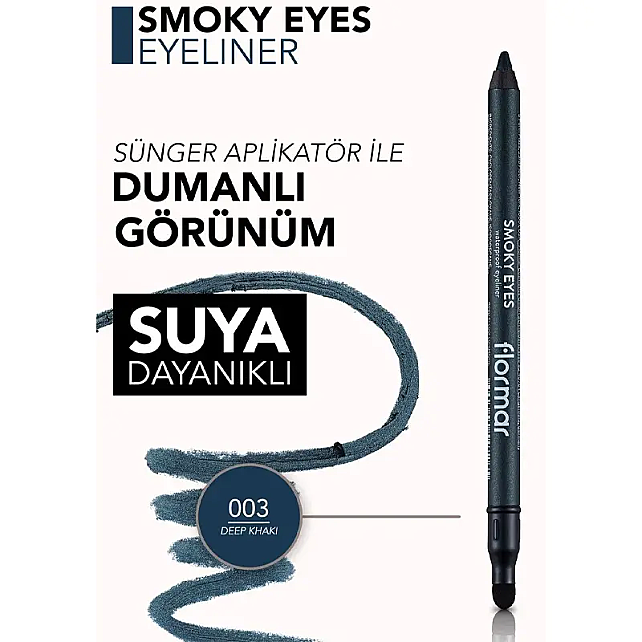 Flormar Smoky Eyes Waterproof Eyeliner - Göz Kalemi No: 003 Deep Khaki - 3