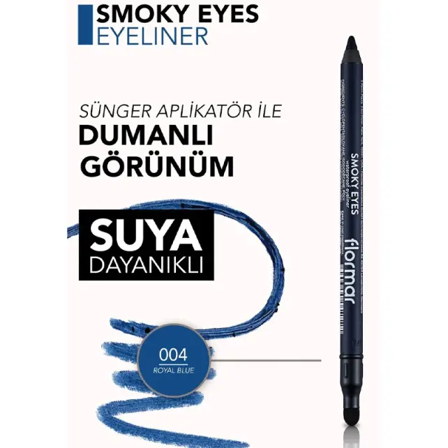 Flormar Smoky Eyes Waterproof Eyeliner - Göz Kalemi No: 004 Royal Blue - 4