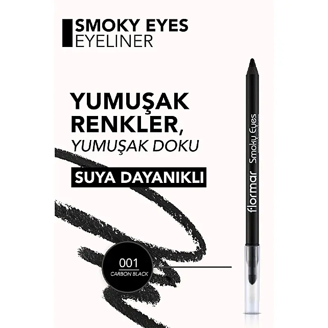Flormar Smoky Eyes Waterproof Eyeliner - Göz Kalemi No: 001 Carbon Black - 5