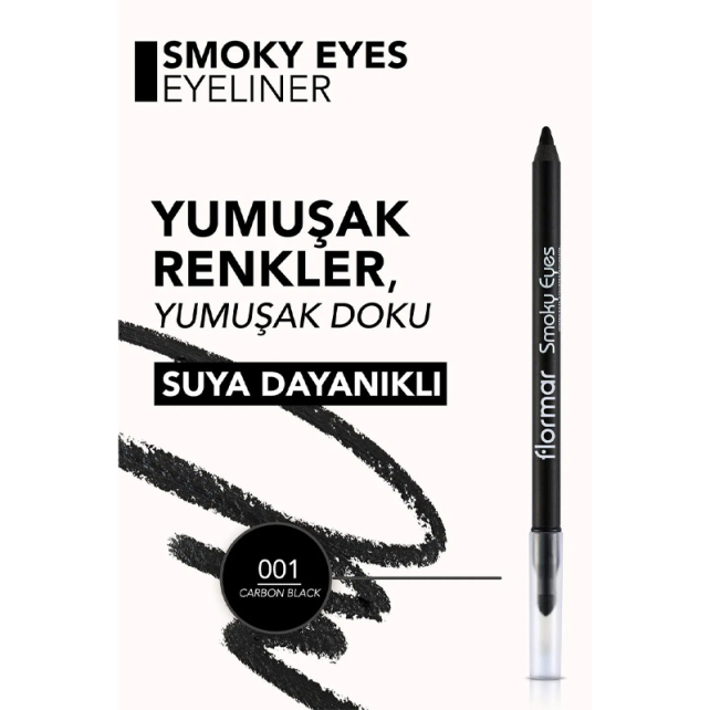 Flormar Smoky Eyes Waterproof Eyeliner - Göz Kalemi No:001 Carbon Black - 5