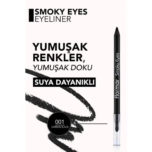 Flormar Smoky Eyes Waterproof Eyeliner - Göz Kalemi No:001 Carbon Black - 5