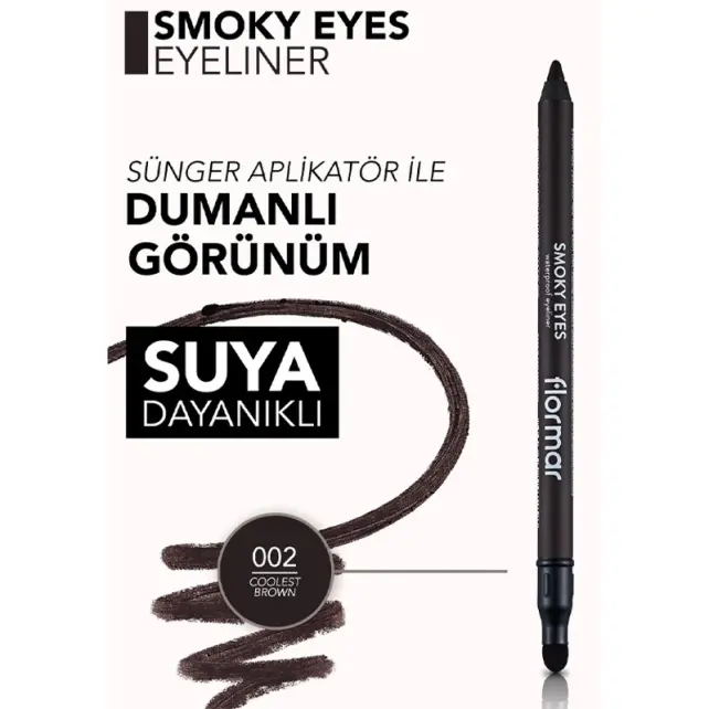 Flormar Smoky Eyes Waterproof Eyeliner - Göz Kalemi No:002 Coolest Brown - 3