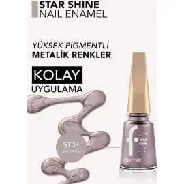 Flormar Star Shine - Parlak Bitişli Metalik Oje No: 003 Lilac Sparkle - 3