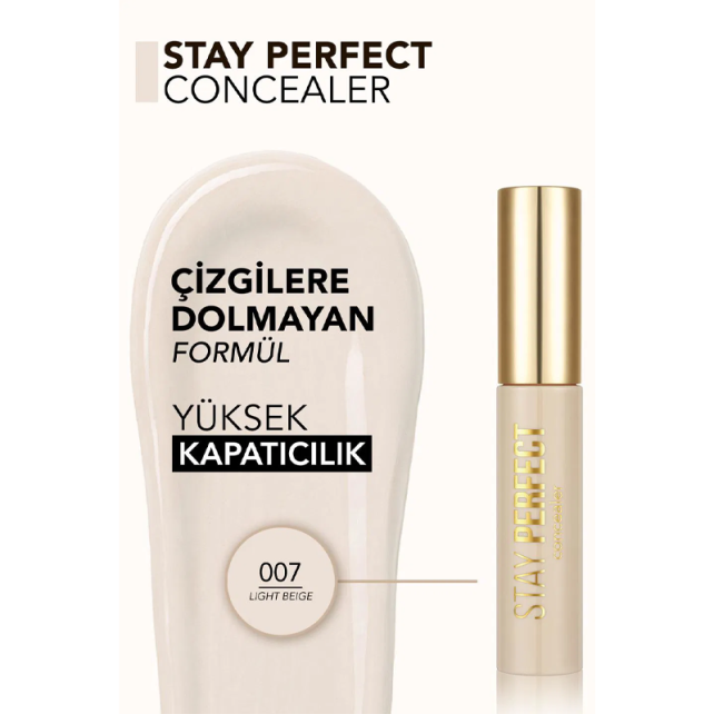 Flormar Stay Perfect Concealer - Likit Kapatıcı No: 007 Light Beige - 3