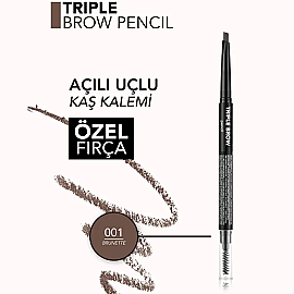 Flormar Triple Brow Pencil - 3'ü 1 Arada Kremsi Dokulu Kaş Kalemi No: 001 - 5
