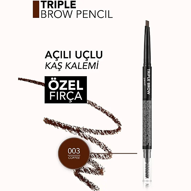 Flormar Triple Brow Pencil - 3'ü 1 Arada Kremsi Dokulu Kaş Kalemi No: 003 - 5