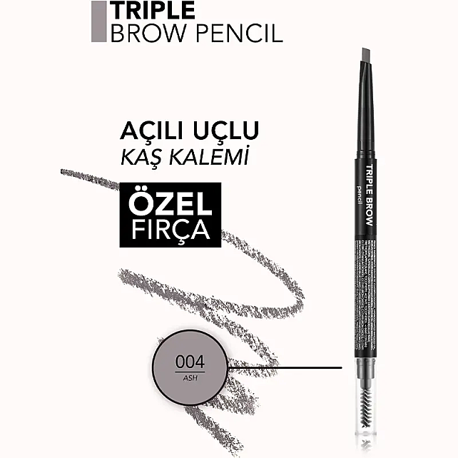 Flormar Triple Brow Pencil - 3'ü 1 Arada Kremsi Dokulu Kaş Kalemi No: 004 - 5
