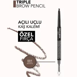 Flormar Triple Brow Pencil - 3'ü 1 Arada Kremsi Dokulu Kaş Kalemi No: 001 - 5