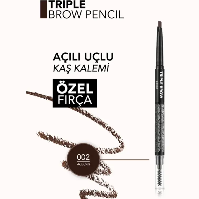 Flormar Triple Brow Pencil - 3'ü 1 Arada Kremsi Dokulu Kaş Kalemi No: 002 - 5