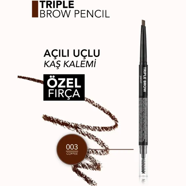 Flormar Triple Brow Pencil - 3'ü 1 Arada Kremsi Dokulu Kaş Kalemi No: 003 - 5