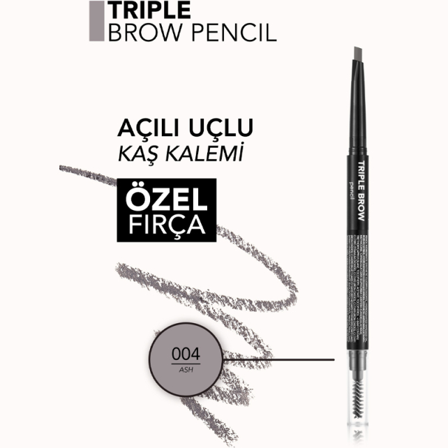 Flormar Triple Brow Pencil - 3'ü 1 Arada Kremsi Dokulu Kaş Kalemi No: 004 - 5