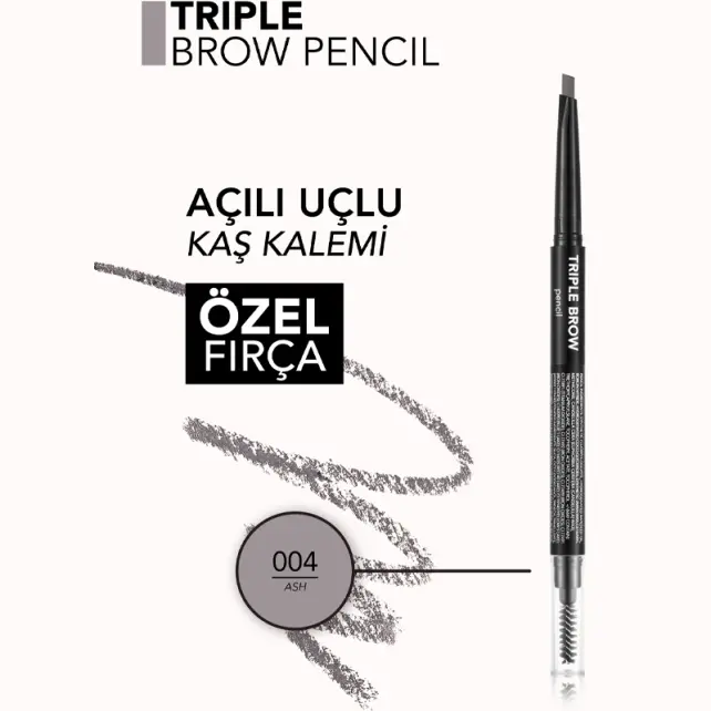 Flormar Triple Brow Pencil - 3'ü 1 Arada Kremsi Dokulu Kaş Kalemi No: 004 - 5