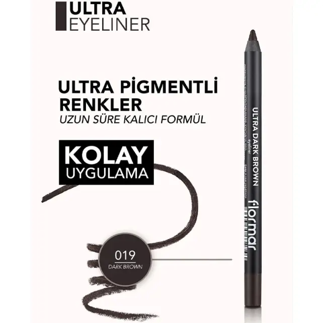 Flormar Ultra Eyeliner - Göz Kalemi No:019 Dark Brown 1.14gr - 4
