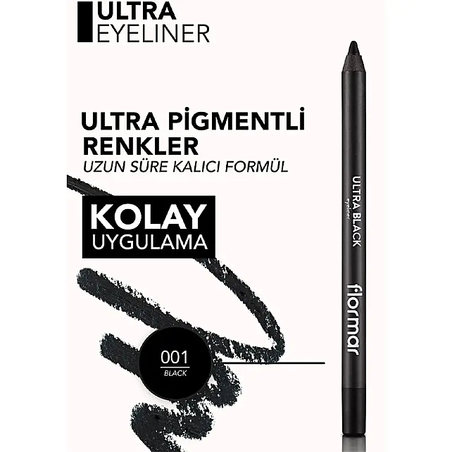 Flormar Ultra Eyeliner - Yoğun Renk Veren Göz Kalemi No: 001 Jet Black 1.14gr - 4