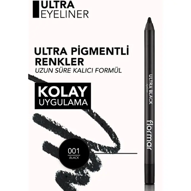 Flormar Ultra Eyeliner - Yoğun Renk Veren Göz Kalemi No-001 Jet Black 1.14gr - 4