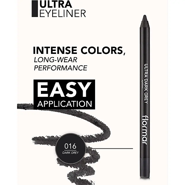 Flormar Ultra Eyeliner - Yoğun Renk Veren Göz Kalemi No: 016 Dark Grey 1.14gr - 4