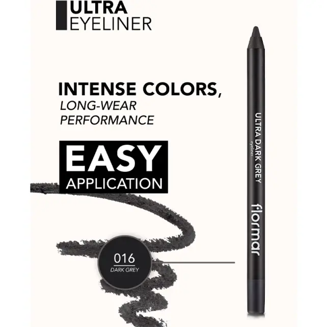 Flormar Ultra Eyeliner - Yoğun Renk Veren Göz Kalemi No-016 Dark Grey 1.14gr - 4
