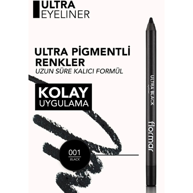 Flormar Ultra Eyeliner - Yoğun Renk Veren Göz Kalemi No:001 Jet Black 1.14gr - 4